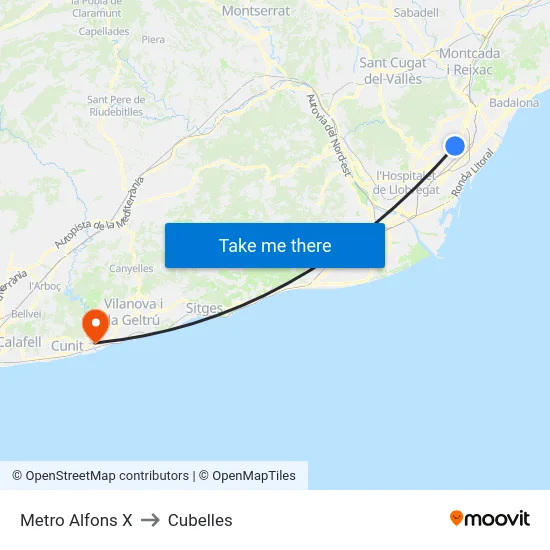 Metro Alfons X to Cubelles map