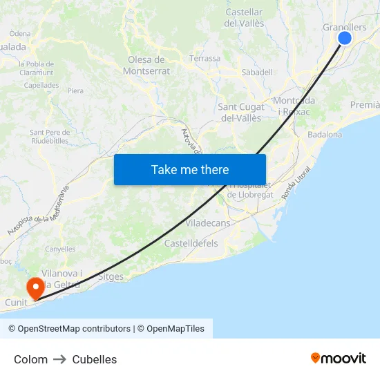 Colom to Cubelles map