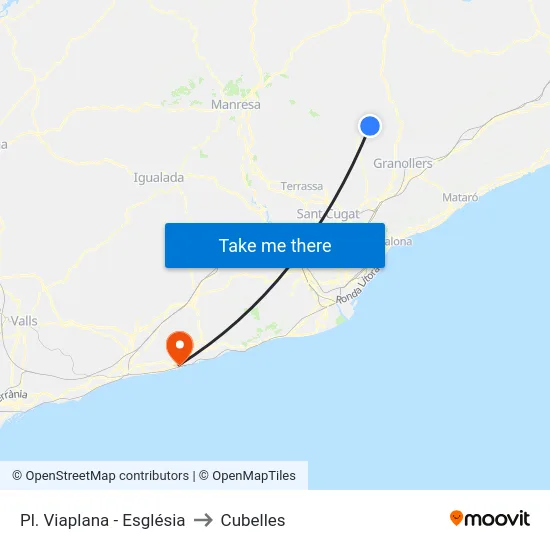 Pl. Viaplana - Església to Cubelles map