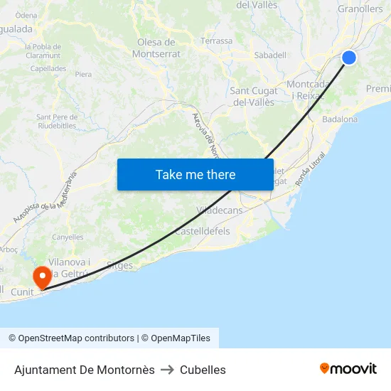 Ajuntament De Montornès to Cubelles map