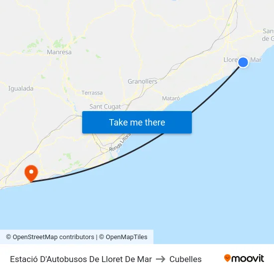Estació D'Autobusos De Lloret De Mar to Cubelles map