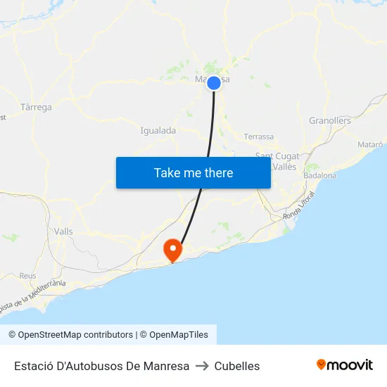 Estació D'Autobusos De Manresa to Cubelles map