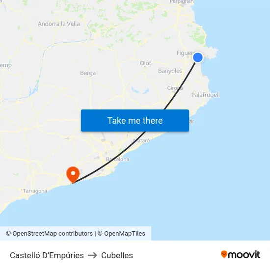 Castelló D'Empúries to Cubelles map