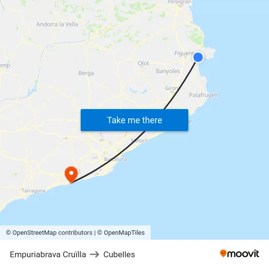 Empuriabrava Cruïlla to Cubelles map