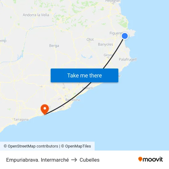 Empuriabrava. Intermarché to Cubelles map