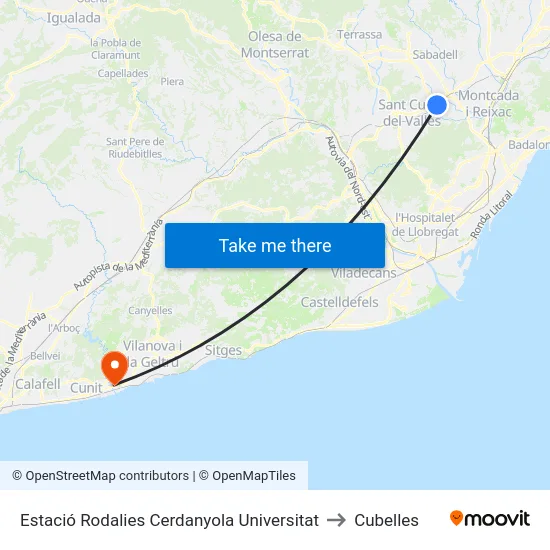 Estació Rodalies Cerdanyola Universitat to Cubelles map