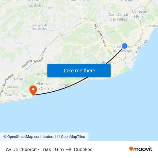 Av De L'Exèrcit - Trias I Giró to Cubelles map