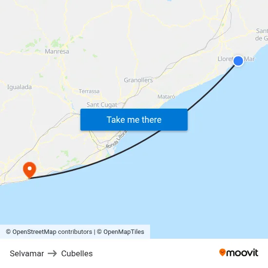 Selvamar to Cubelles map