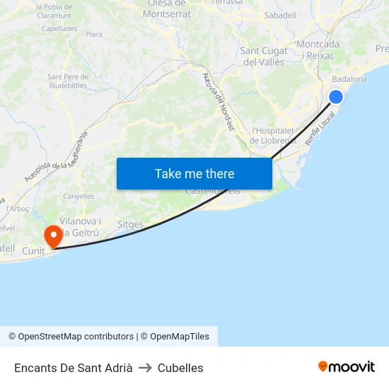 Encants De Sant Adrià to Cubelles map