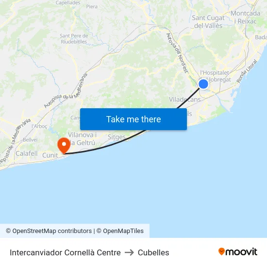 Intercanviador Cornellà Centre to Cubelles map
