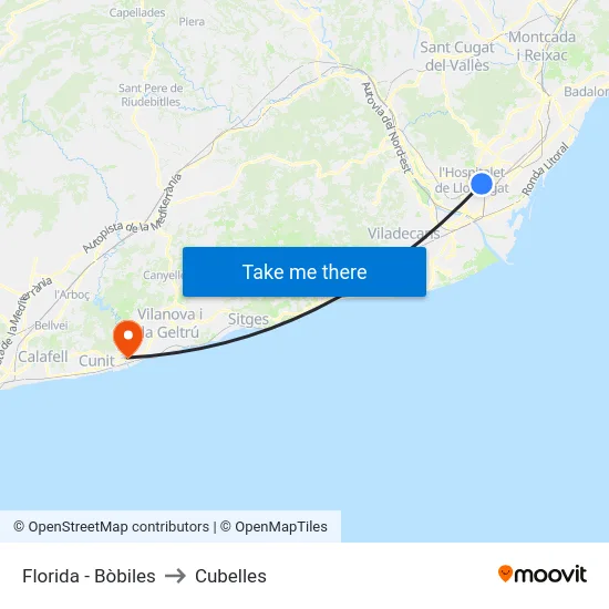 Florida - Bòbiles to Cubelles map