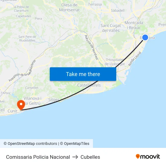 Comissaria Policia Nacional to Cubelles map
