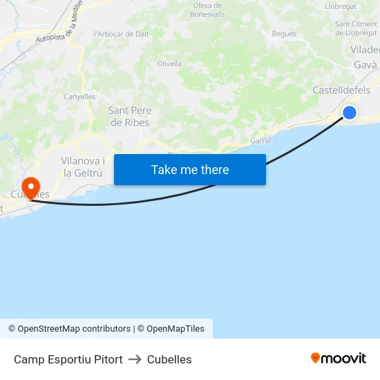 Camp Esportiu Pitort to Cubelles map