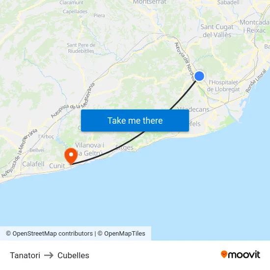 Tanatori to Cubelles map