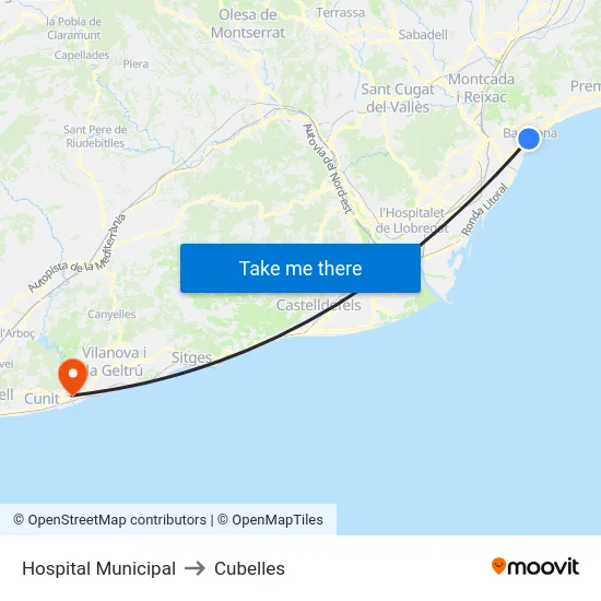 Hospital Municipal to Cubelles map