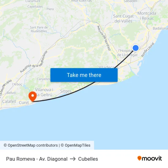 Pau Romeva - Av. Diagonal to Cubelles map