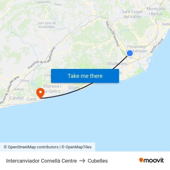 Intercanviador Cornellà Centre to Cubelles map