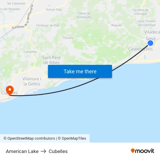 American Lake to Cubelles map