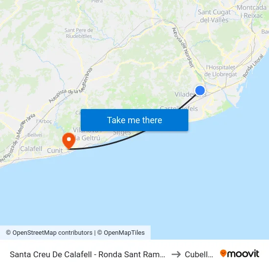 Santa Creu De Calafell - Ronda Sant Ramon to Cubelles map