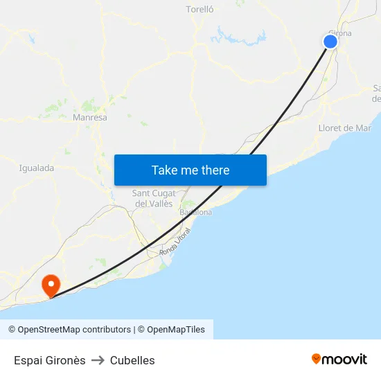 Espai Gironès to Cubelles map