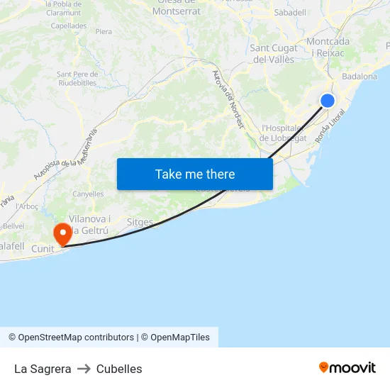 La Sagrera to Cubelles map