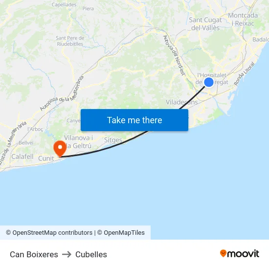 Can Boixeres to Cubelles map