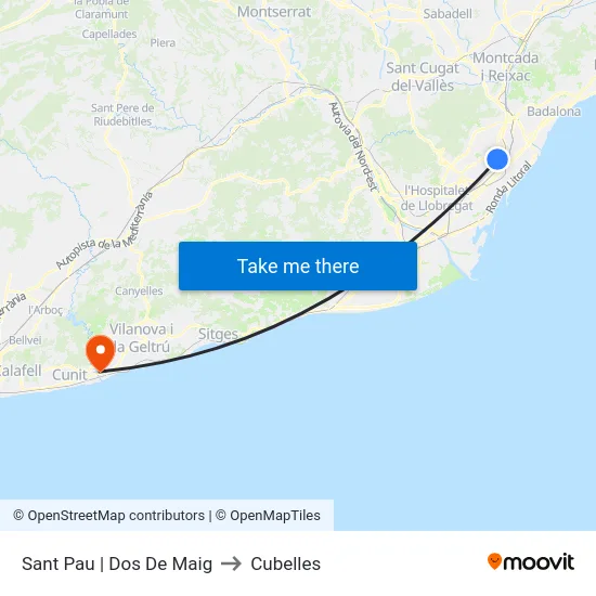 Sant Pau | Dos De Maig to Cubelles map