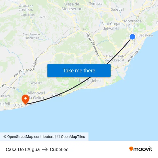 Casa De L'Aigua to Cubelles map