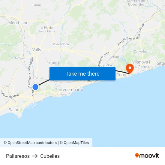 Pallaresos to Cubelles map
