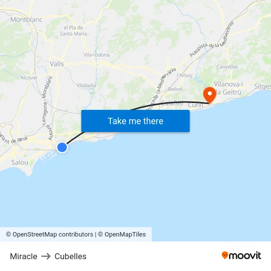 Miracle to Cubelles map