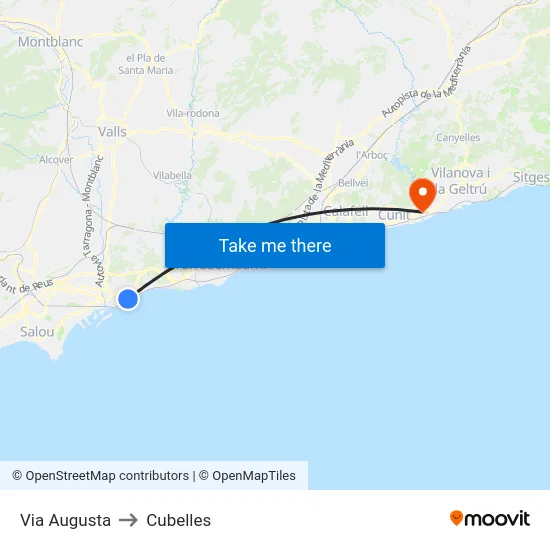 Via Augusta to Cubelles map