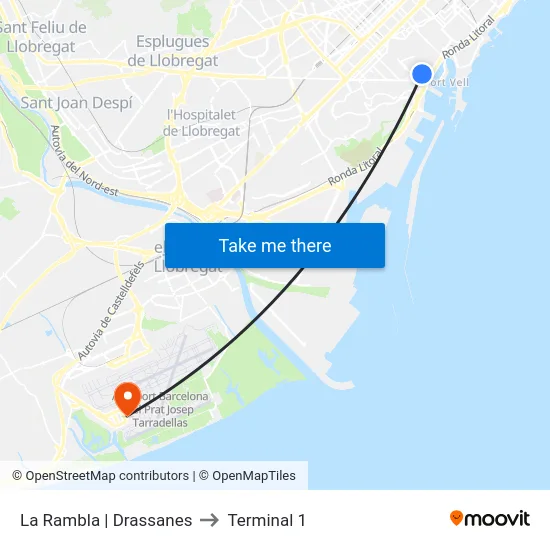 La Rambla | Drassanes to Terminal 1 map
