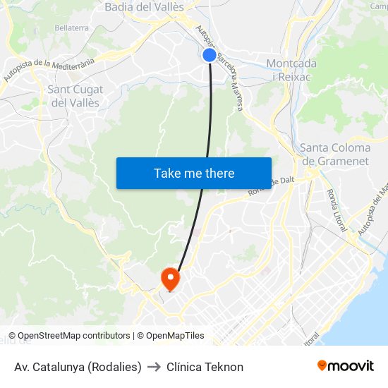 Av. Catalunya (Rodalies) to Clínica Teknon map