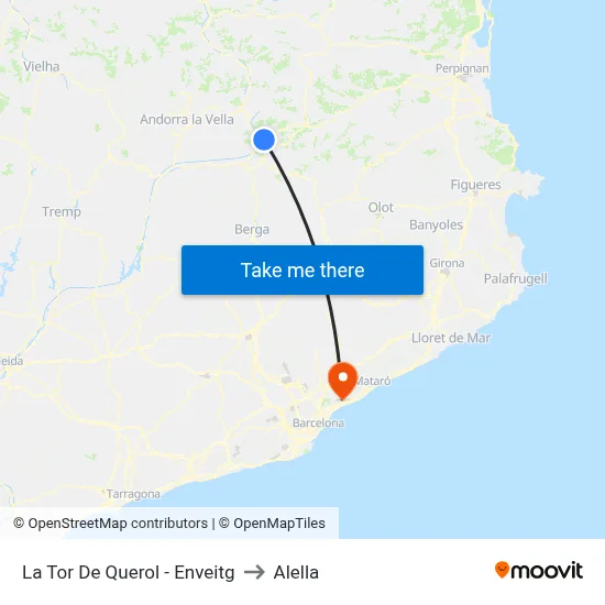 La Tor De Querol - Enveitg to Alella map