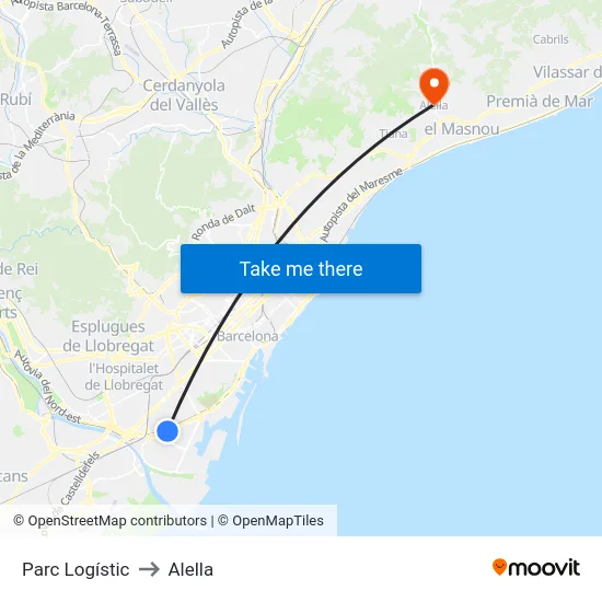 Parc Logístic to Alella map