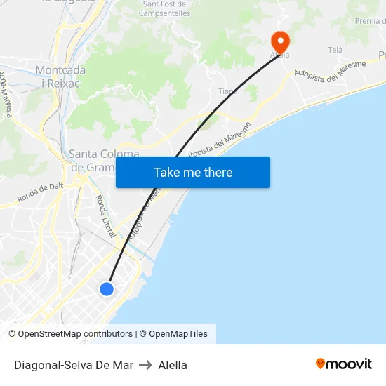 Diagonal-Selva De Mar to Alella map
