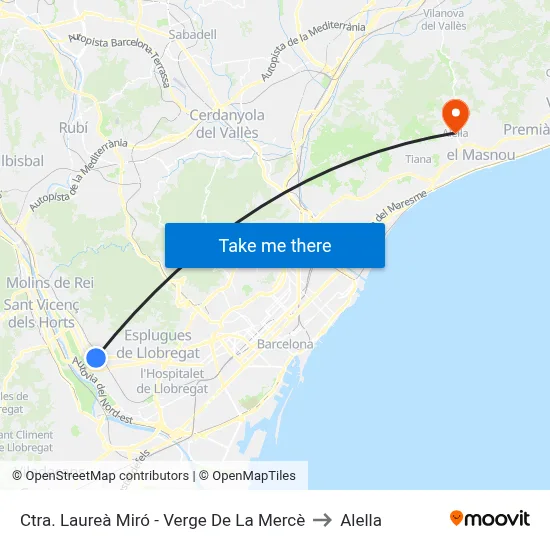 Ctra. Laureà Miró - Verge De La Mercè to Alella map