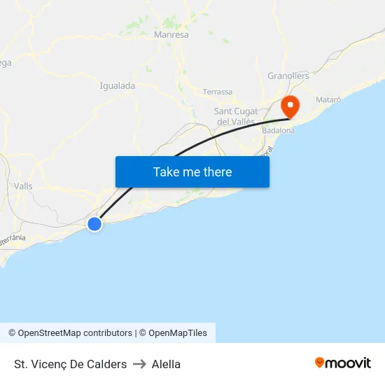 St. Vicenç De Calders to Alella map
