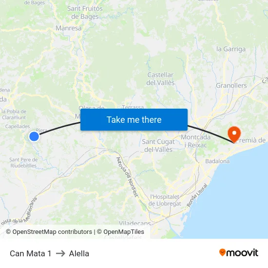 Can Mata 1 to Alella map