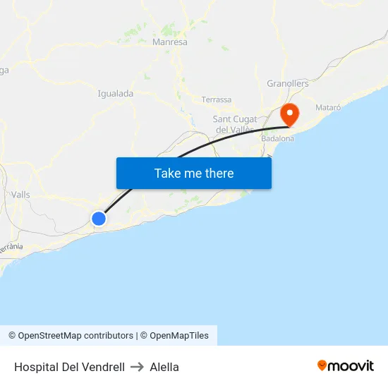 Hospital Del Vendrell to Alella map
