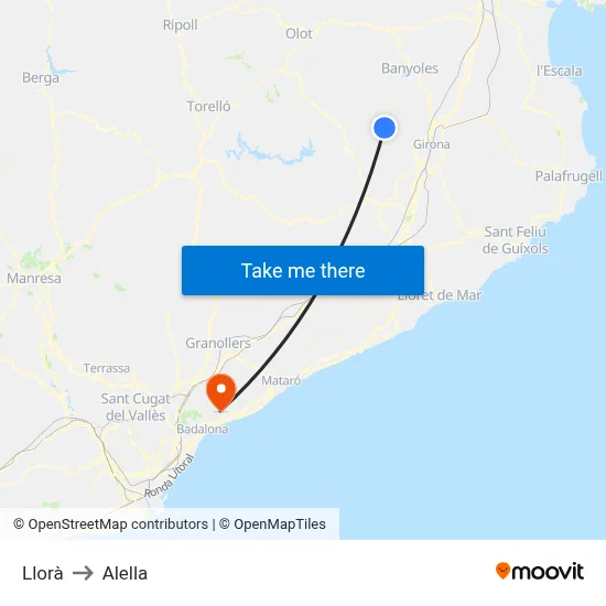Llorà to Alella map