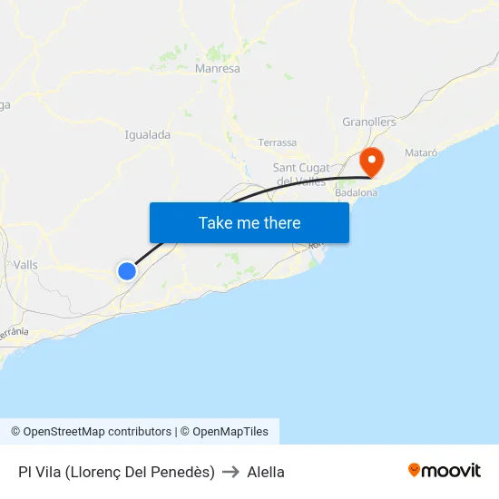 Pl Vila (Llorenç Del Penedès) to Alella map