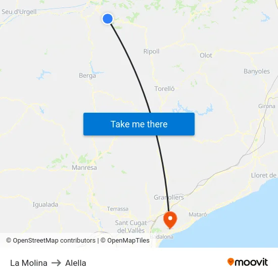 La Molina to Alella map