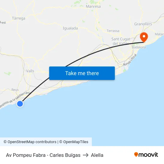 Av Pompeu Fabra - Carles Buïgas to Alella map