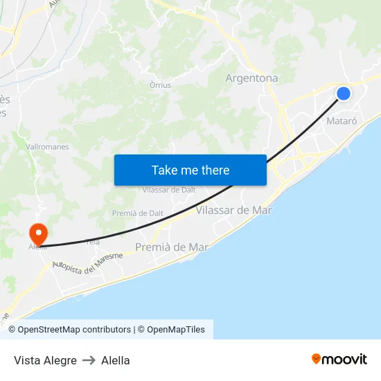Vista Alegre to Alella map