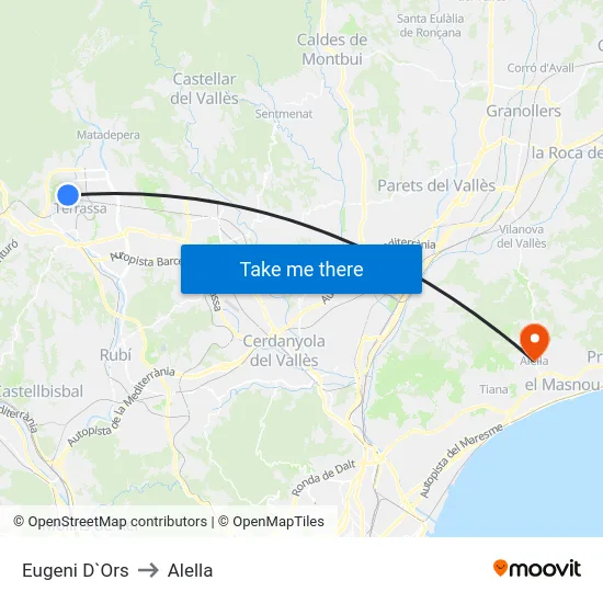 Eugeni D`Ors to Alella map