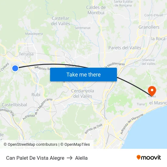 Can Palet De Vista Alegre to Alella map