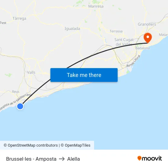 Brussel·Ies - Amposta to Alella map