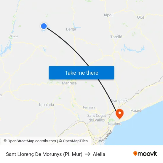 Sant Llorenç De Morunys (Pl. Mur) to Alella map
