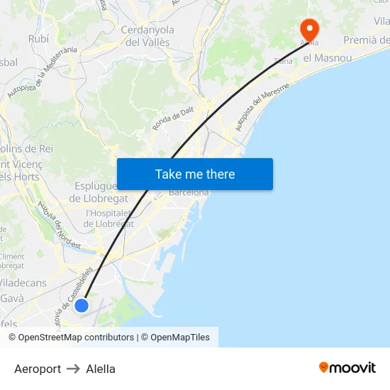 Aeroport to Alella map